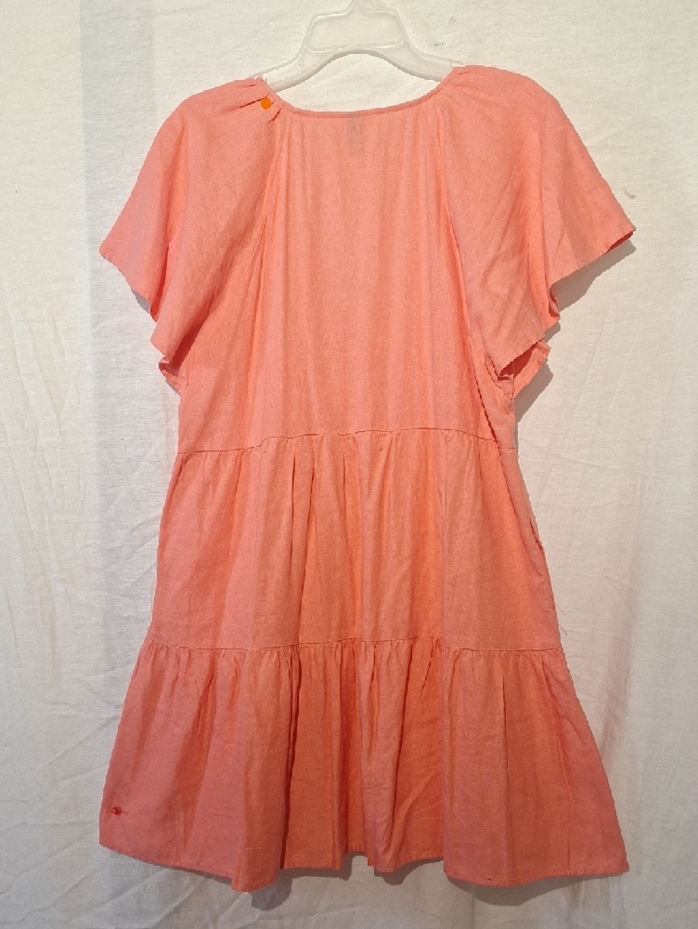 NEVER WORN! Universal Thread Coral Linen V-Neck Boho Midi Dress, Sz 16 NWOT - Picture 7 of 8